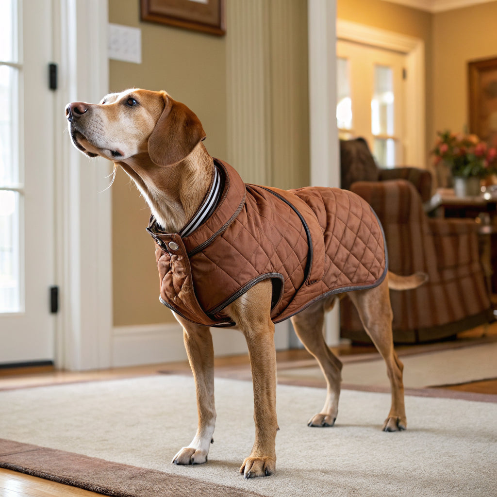 Dog wearing a premium winter coat