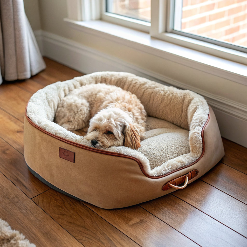 Dog sleeping in a premium pet bed
