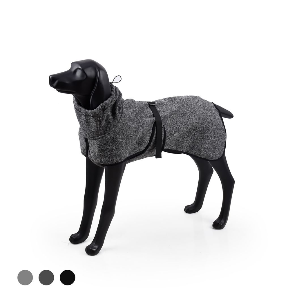 Water-Repellent Softshell Dog Jacket, High Neck Warm Winter Coat (M, Deep Gray)