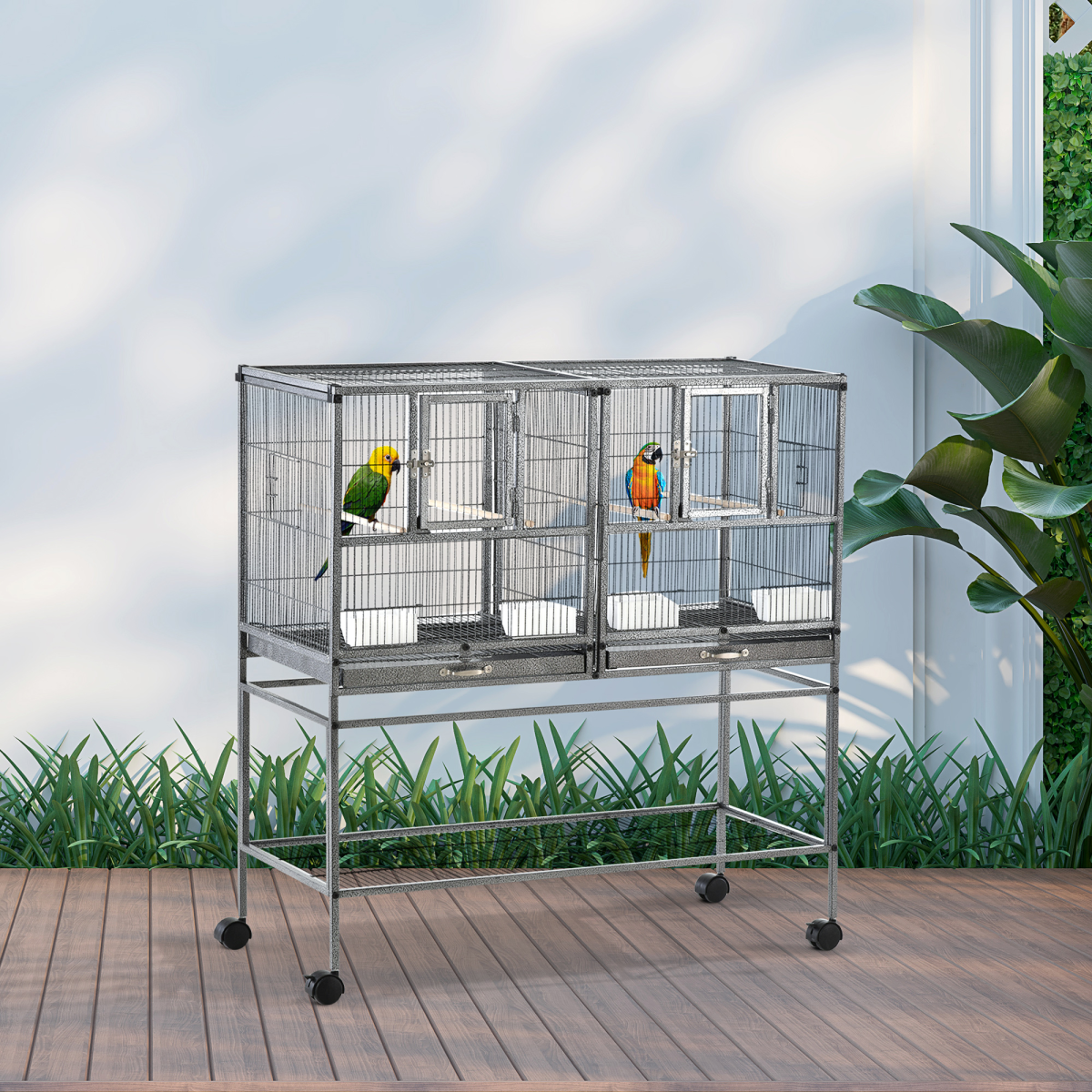 Large Bird Cage for Finch, Canary, Parakeet & Cockatiel w/ Bowls