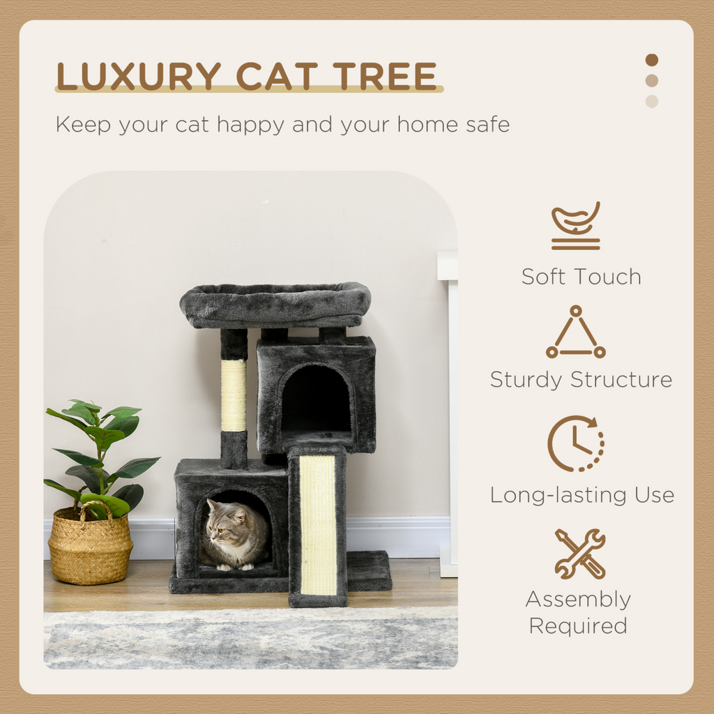 Cat Activity Tree with 2 Houses, Perches & Sisal Scratching Post (Pet Supplies)