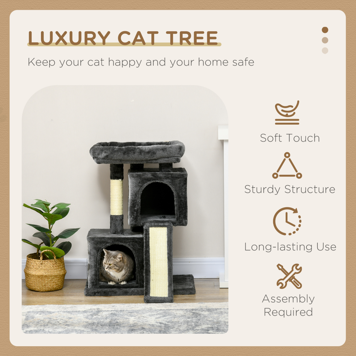 Cat Activity Tree with 2 Houses, Perches & Sisal Scratching Post (Pet Supplies)