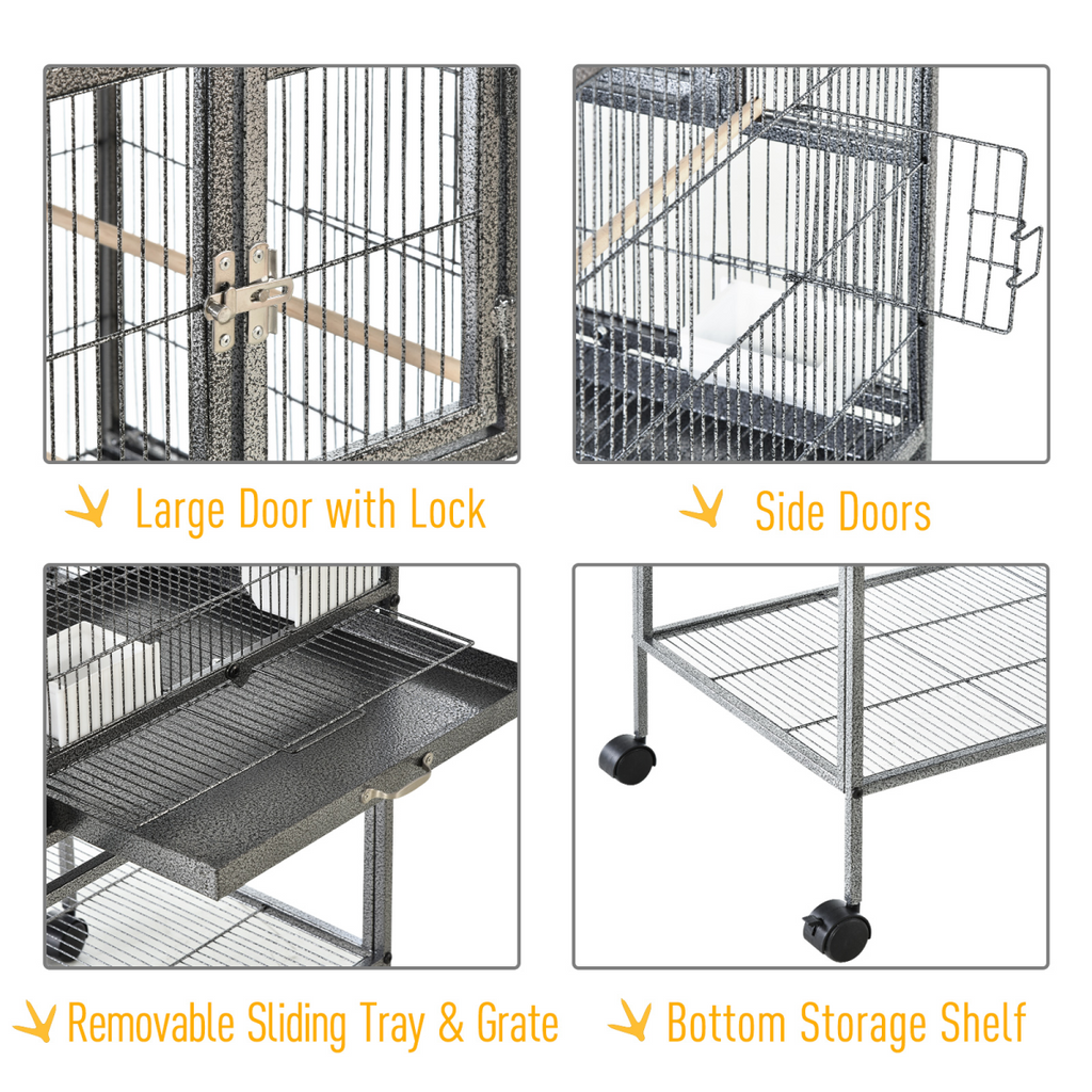 Large Bird Cage for Finch, Canary, Parakeet & Cockatiel w/ Bowls