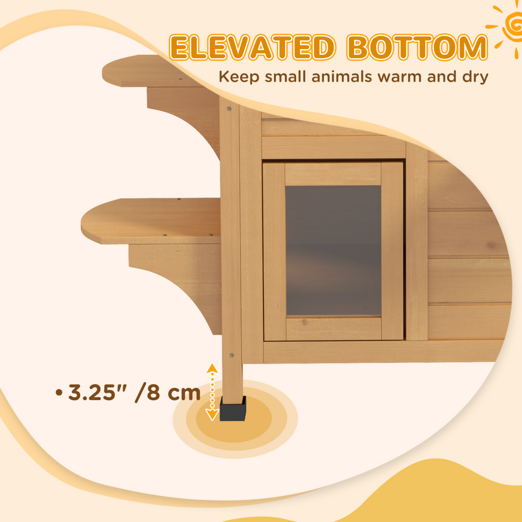 Outdoor Solid Fir Wood 2-Story Cat House with Openable Roof & Cat Condo, 30kg