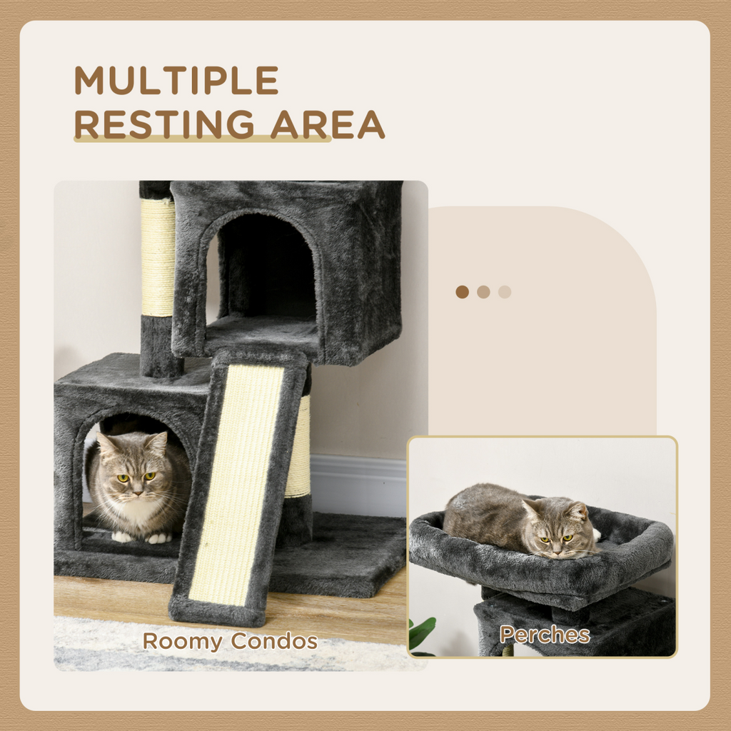 Cat Activity Tree with 2 Houses, Perches & Sisal Scratching Post (Pet Supplies)