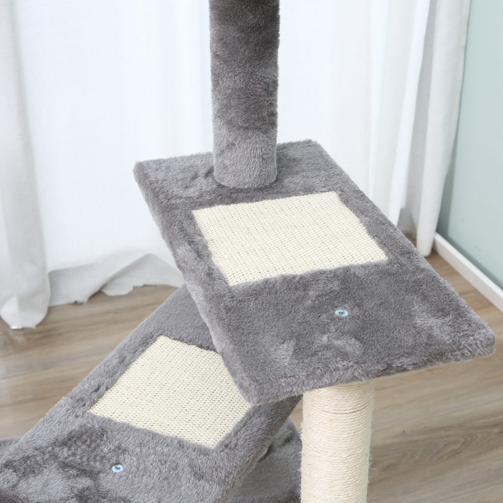 PawHut Plush Cat Tree Activity Center Kitten Climbing Tower Scratch Post (48x48x99.5cm)