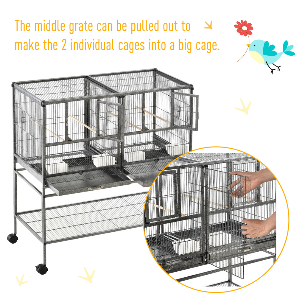 Large Bird Cage for Finch, Canary, Parakeet & Cockatiel w/ Bowls