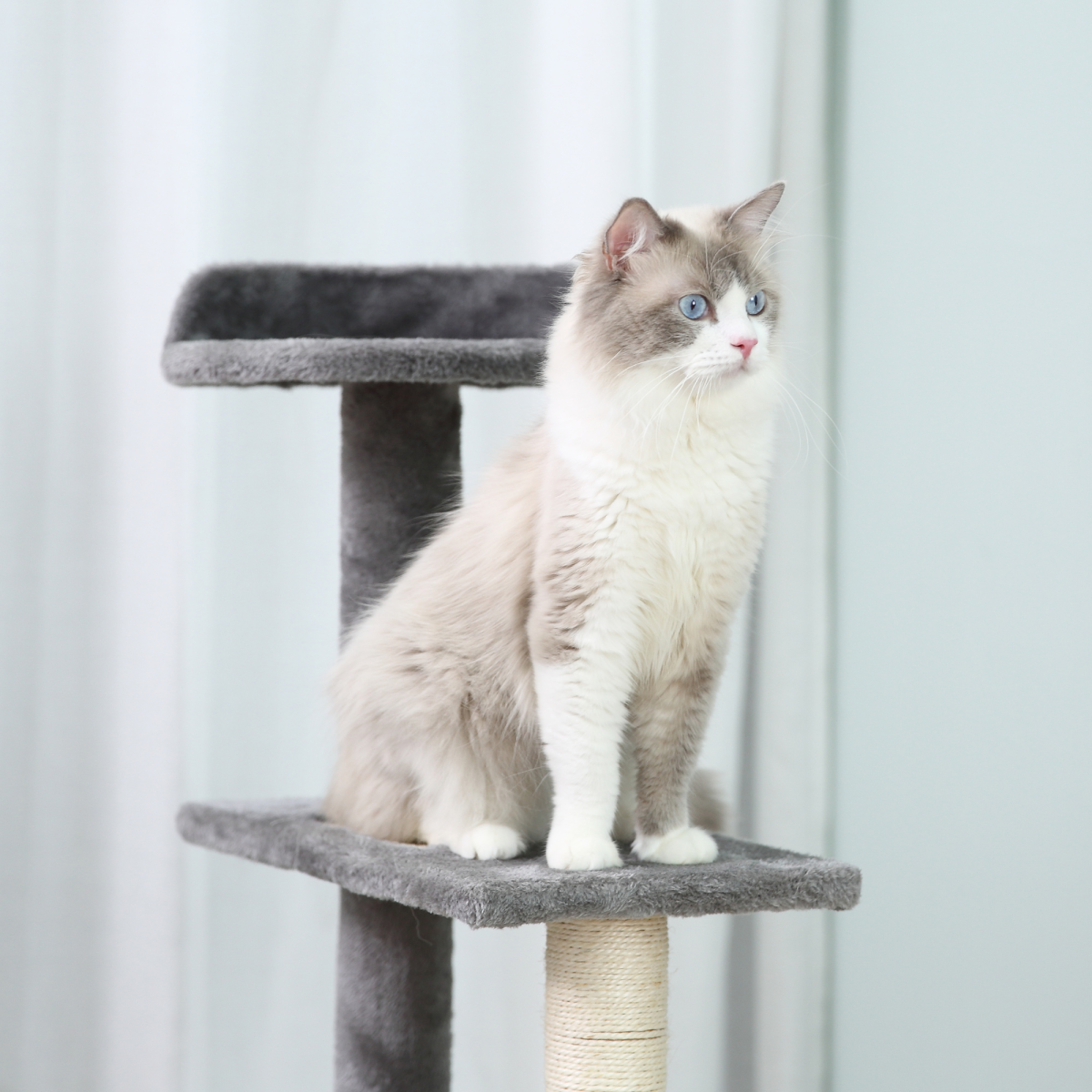 PawHut Plush Cat Tree Activity Center Kitten Climbing Tower Scratch Post (48x48x99.5cm)