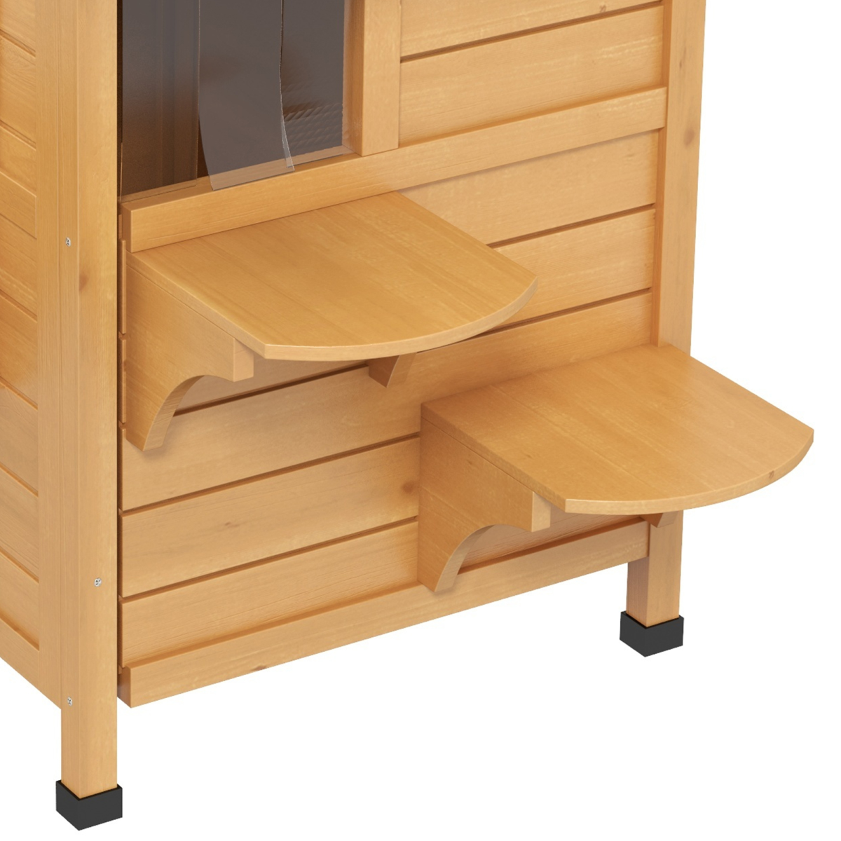 Outdoor Solid Fir Wood 2-Story Cat House with Openable Roof & Cat Condo, 30kg