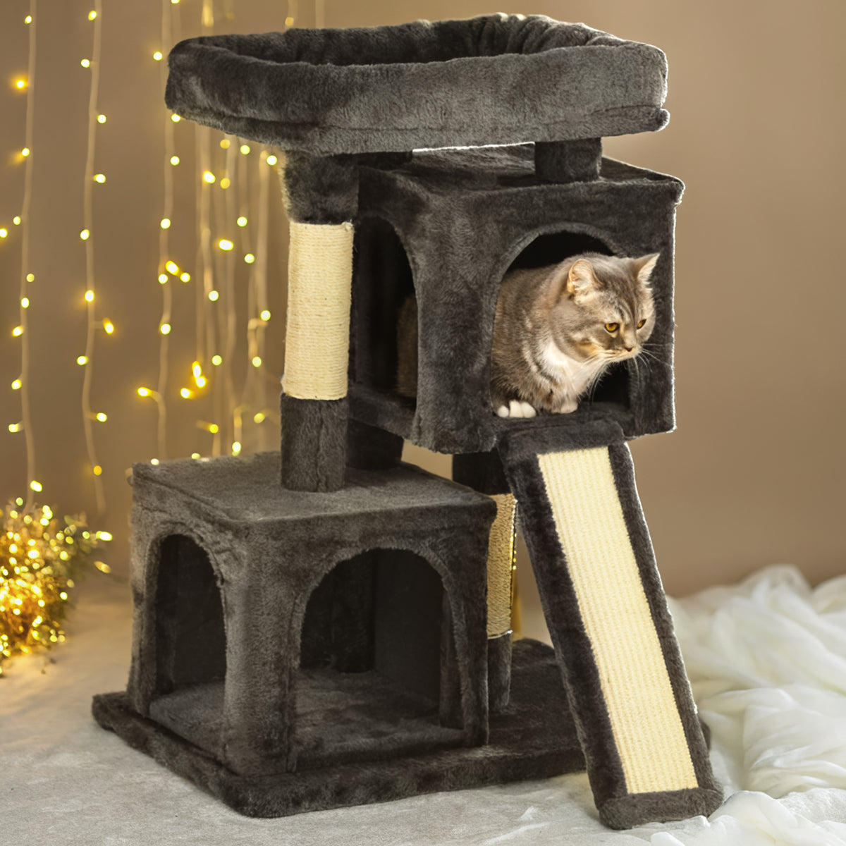 Cat Activity Tree with 2 Houses - premium product photo