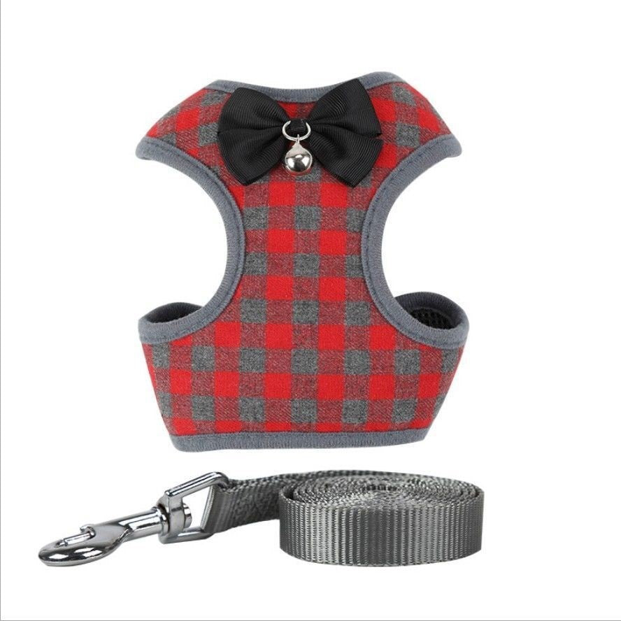 Checkered Small Dog Vest Harness-4