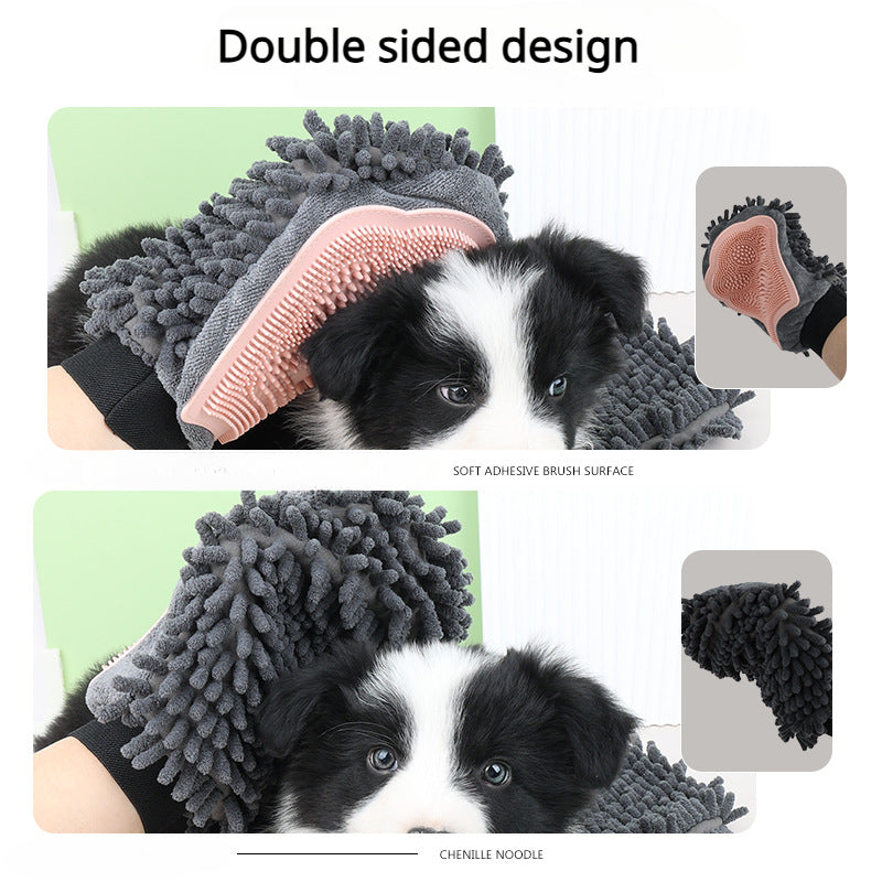Dual-Sided Pet Bathing Brush and Grooming Glove-2