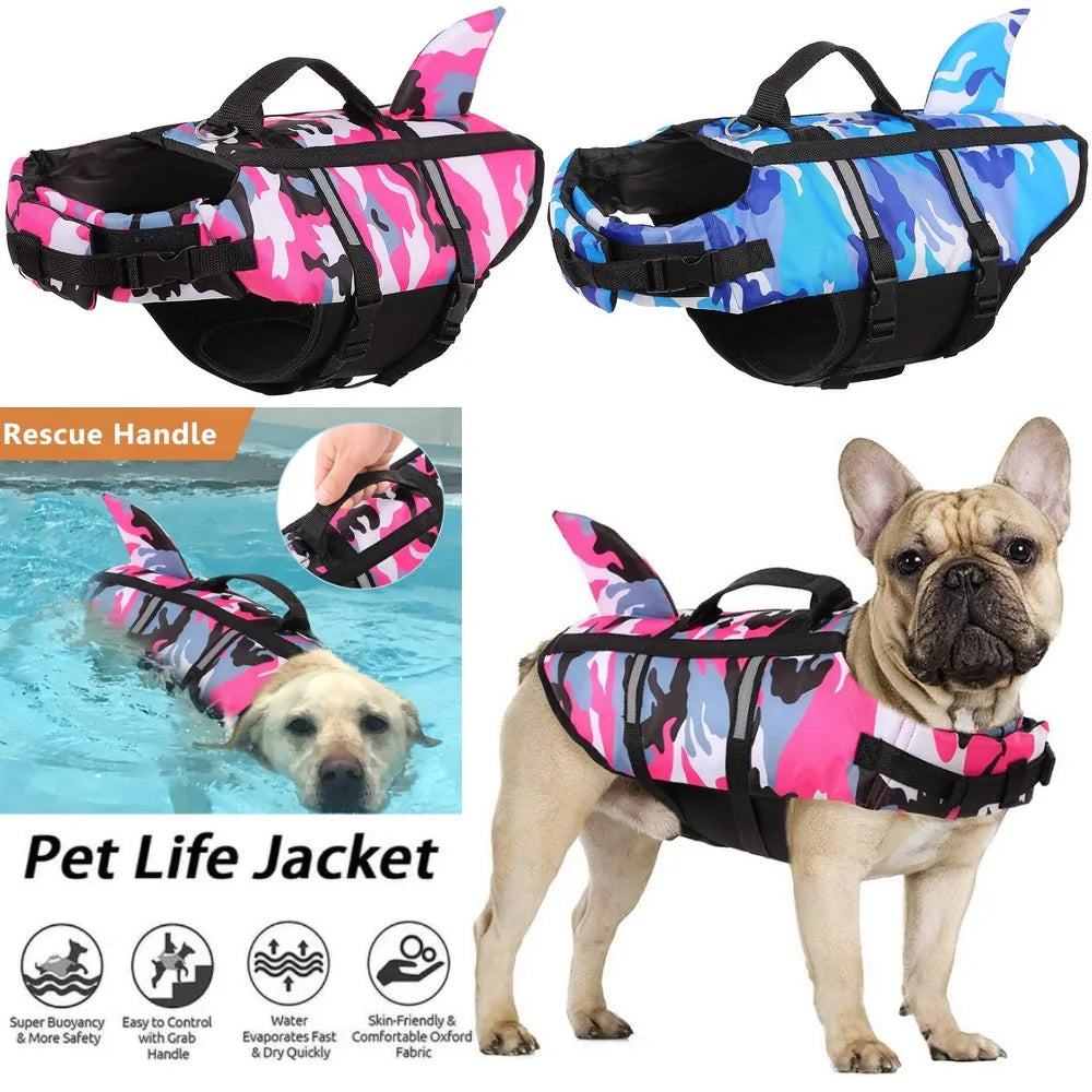 Pet Dog Life Jacket Shark Swim Vest-0