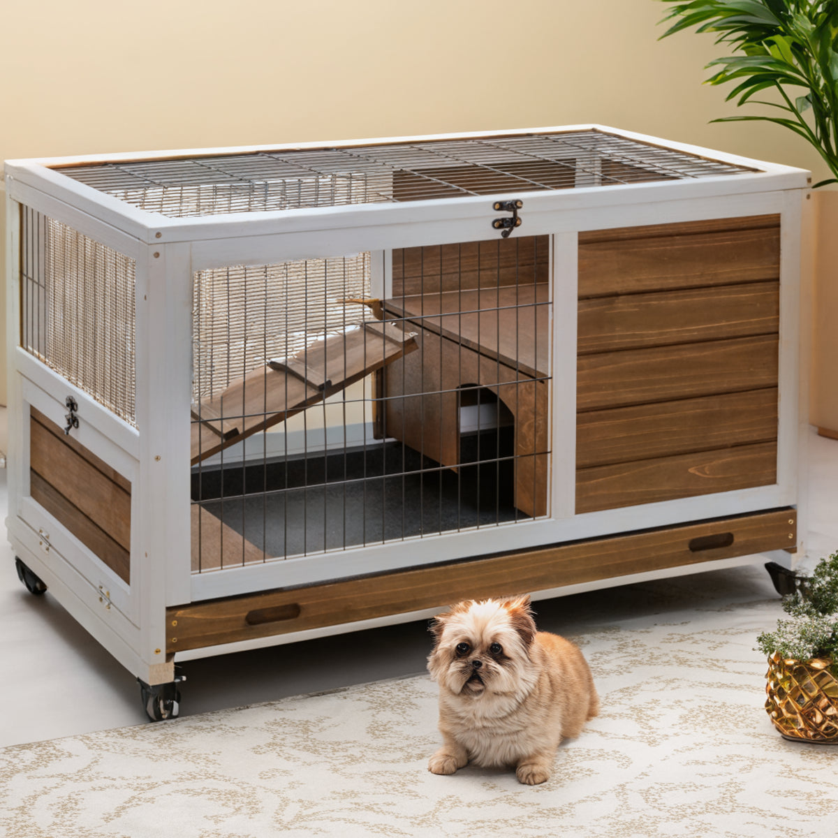 PawHut Wood Indoor Rabbit Hutch - premium product photo