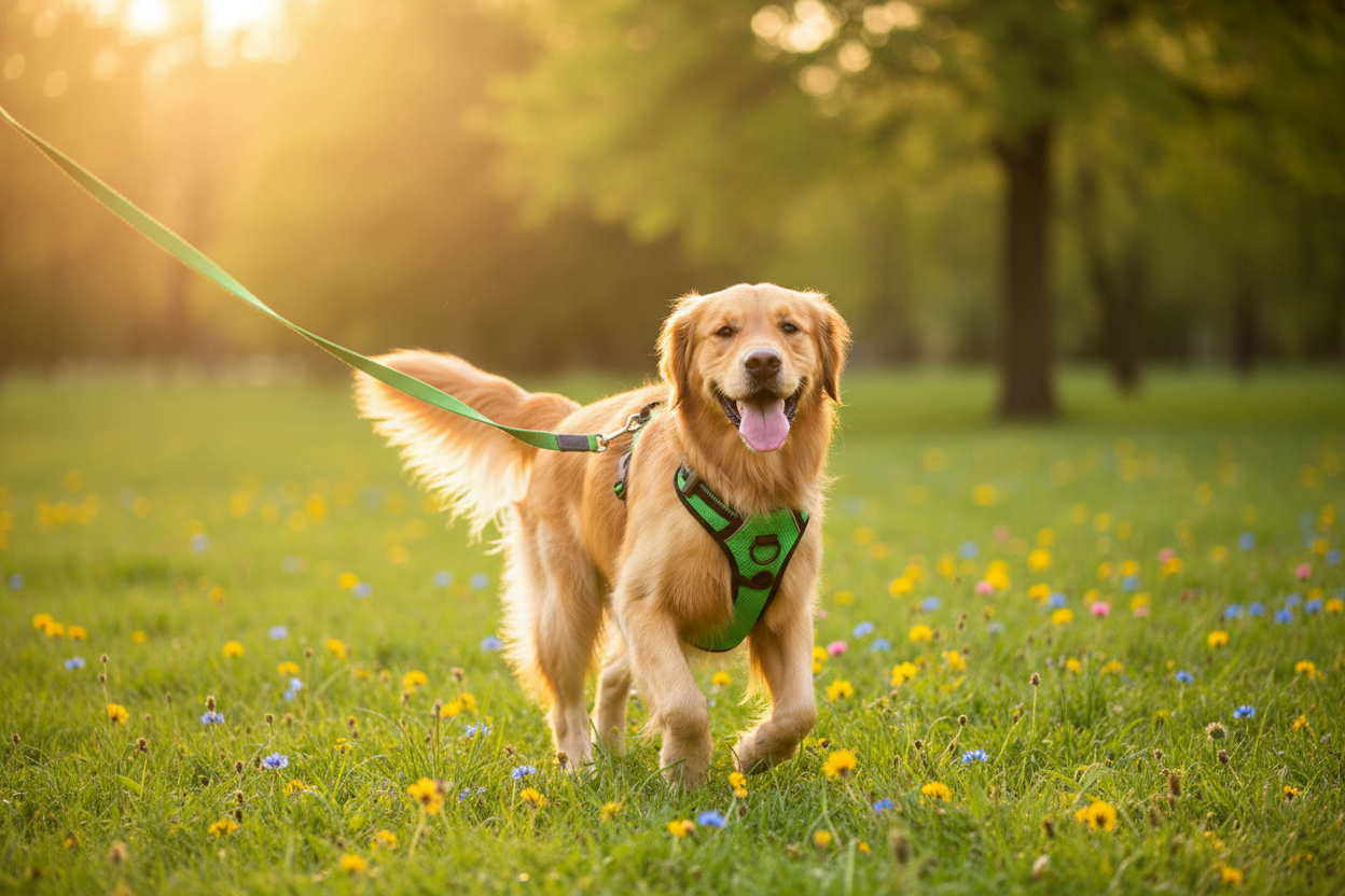Happy Dog with Pet Chest Harness