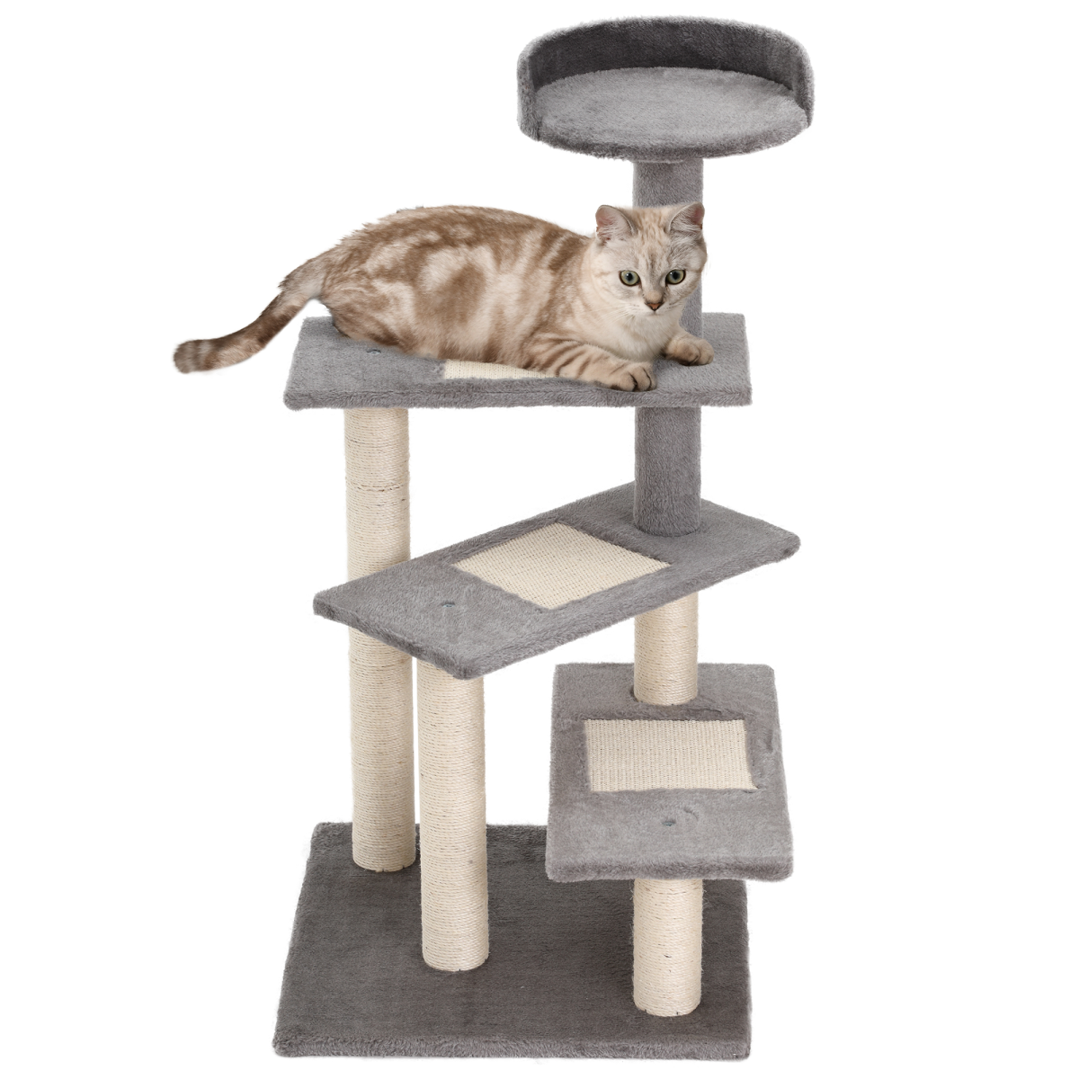 PawHut Plush Cat Tree Activity Center Kitten Climbing Tower Scratch Post (48x48x99.5cm)